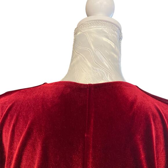 Lands End Red Velvet V Neck Batwing Sleeve Christmas Holiday Tunic Top Sz Large - Picture 11 of 14